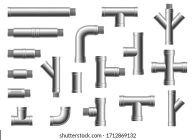 Steel pipe fittings. Water, fuel or gas supply system, oil refinery industry pipeline, house sewer bolted sections, parts isolated