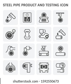 Steel pipe product and testing vector icon design.