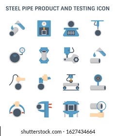Steel pipe product and testing vector icon design.