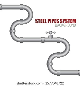 Steel pipe system background vector illustration