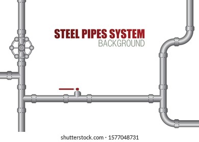 Steel pipe system background vector illustration