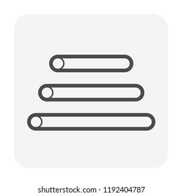 Steel pipe vector icon. Item is a construction equipment and component of tubular scaffold system. Use as temporary working platform or structure for construction, maintenance and repair of building.