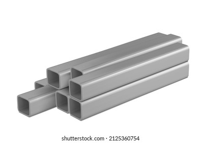 Steel pipes profile vector illustration different metal profile and tubes isolated on white background. Set of steel beam tubes and pipes. Steel construction materials