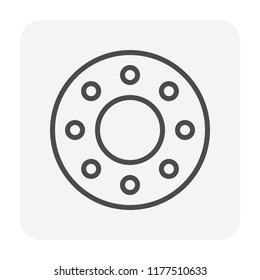 Steel plate for pipe connector icon, 64x64 perfect pixel and editable stroke.