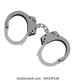 Steel police locked handcuffs vector isolated on white