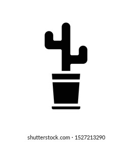 Steel Pot Cactus Plant for Office and Home Indoor vector icon concept, 