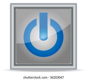 Steel power button, vector illustration