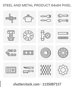 Steel product such as kitchen appliance auto part reinforcement for food construction automotive and other industry work, Product of iron and steel industry, vector illustration icon set design.