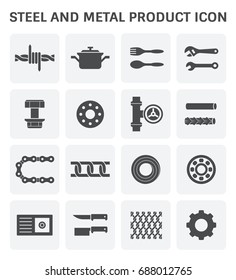 Steel product such as kitchen appliance auto part reinforcement for food construction automotive and other industry work, Product of iron and steel industry, vector illustration icon set design.