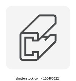 Steel product vector icon. C profile shape.
That alloy of iron consist of carbon and high tensile strength. 
Use as beam, frame, girder or structure in engineering and construction industry. 48x48 px.