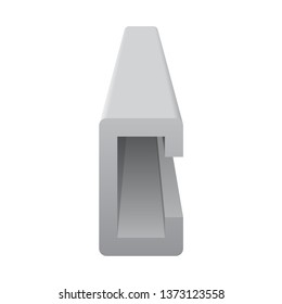 Steel product vector icon. C profile shape and long.
That alloy of iron consist of carbon and high tensile strength. 
Use as beam, frame, girder or structure in engineering and construction industry.
