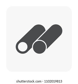 Steel product vector icon. Round profile shape.
That alloy of iron from steel production industry and metallurgy.
Use as material, beam, frame, girder or structure in engineering and construction.
