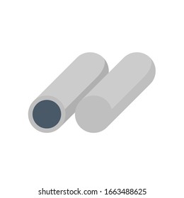 Steel product vector icon. Round profile shape.
That alloy of iron from steel production industry and metallurgy.
Use as material, beam, frame, girder or structure in engineering and construction.