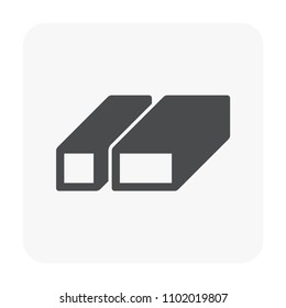 Steel product vector icon. Square and rectangle.
That alloy of iron from steel production industry and metallurgy.
Use as material, beam, frame, girder or structure in engineering and construction.