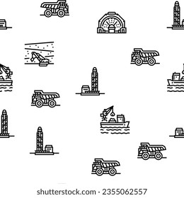 steel production industry metal vector seamless pattern thin line illustration