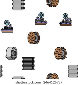 steel production industry metal vector seamless pattern thin line illustration