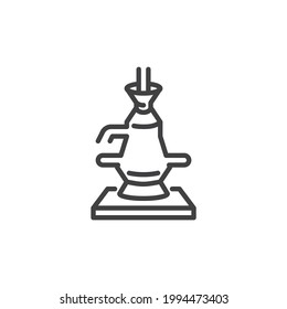 Steel production line icon. linear style sign for mobile concept and web design. Metallurgy manufacturing outline vector icon. Symbol, logo illustration. Vector graphics