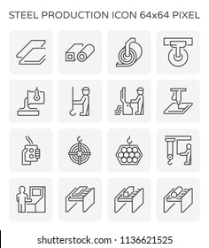 Steel production and pipe icon set, 64x64 perfect pixel and editable stroke.