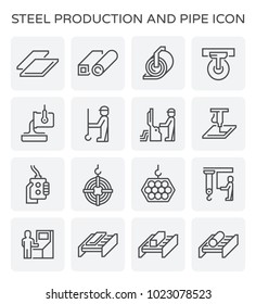 Steel Production And Pipe Vector Icon Set Design.