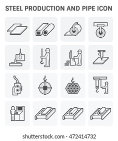 Steel Production And Pipe Vector Icon Set Design.