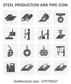 Steel Production And Pipe Vector Icon Set Design.