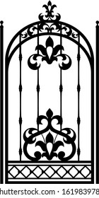 Steel railing panels that include balls, flowers, leaves and rosettes. Aluminum handrail, vector construction. Use these decorative iron cross bars to create a unique window guard or balcony railing. 