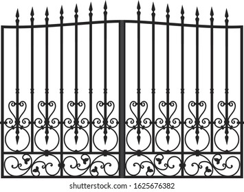 Steel railing panels that include balls, flowers, leaves and rosettes. Aluminum handrail, vector construction. Use these decorative iron cross bars to create a unique window guard or balcony railing. 
