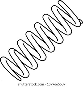 Steel rear shock spring. Bicycle part. Vector outline icon.