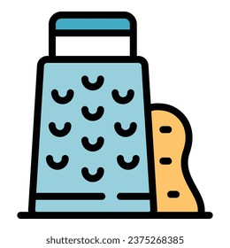 Steel recipe tool icon outline vector. Cook food. Pan healthy color flat