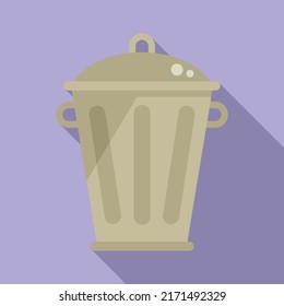 Steel recycle bin icon flat vector. Reduce trash. Ecology rubbish
