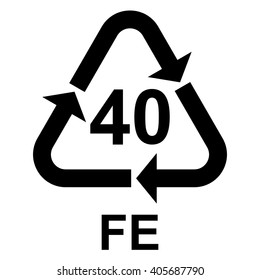 Steel recycling symbol FE 40 , metals recycling code FE 40 , vector illustration