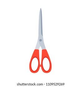 Steel red scissors object equipment business vector. Metal shape fashion icon isolated. Handle hair cut professional beauty blade. Concept hairdressing illustration cutter Barbershop tailor tool flat