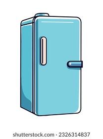 Steel refrigerator icon, closed door, fresh meal icon isolated