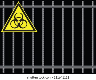 Steel reinforcing rods of the grill, biological hazard. Vector illustration.