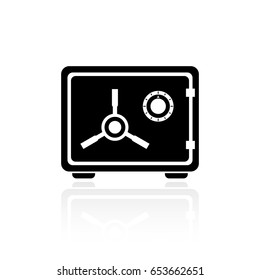 Steel reliable money safe vector icon on white background