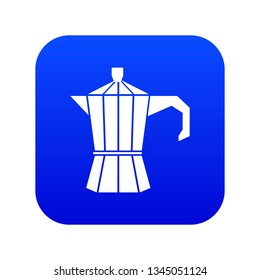 Steel retro coffee pot icon digital blue for any design isolated on white vector illustration