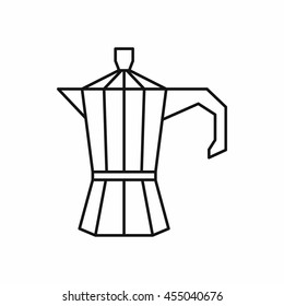 Steel retro coffee pot icon in outline style isolated vector illustration