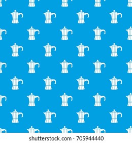 Steel retro coffee pot pattern repeat seamless in blue color for any design. Vector geometric illustration