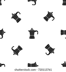 Steel retro coffee pot pattern repeat seamless in black color for any design. Vector geometric illustration