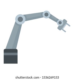 Steel robot arm icon. Flat illustration of steel robot arm vector icon for web design