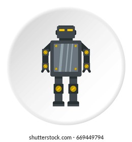 Steel robot icon in flat circle isolated on white background vector illustration for web