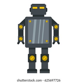Steel robot icon flat isolated on white background vector illustration