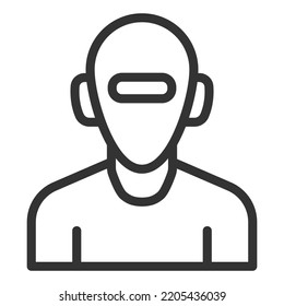 Steel robot - icon, illustration on white background, outline style