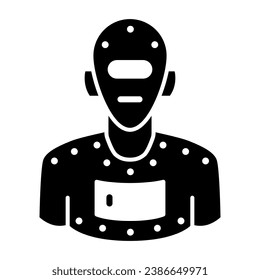 Steel robot solid icon, Robotization concept, Cyborg robot sign on white background, robotic man silhouette icon in glyph style for mobile concept and web design. Vector graphics