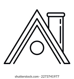 Steel roof icon outline vector. House construction. Stone work