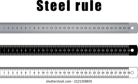 Steel rule isolated vector on white background. measuring tool for working.