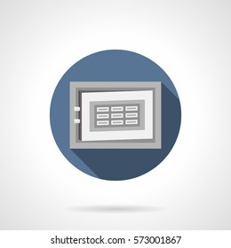 Steel safe box with digital lock. Round flat color style icon