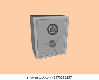 steel safe box round keys vector