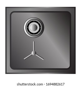 steel safe with combination lock in gray gradient. The icon. Isolated vector