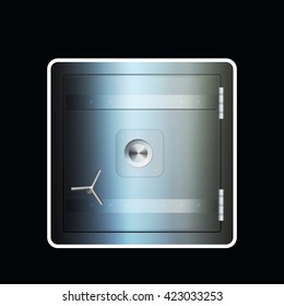 Steel safe icon n vector. Iron with grey and blue shadow